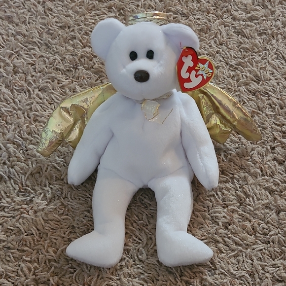 Ty Other - Ty Beanie Babies Halo II the Bear D.O.B. January 14, 2000 Angel Wings Brown Nose